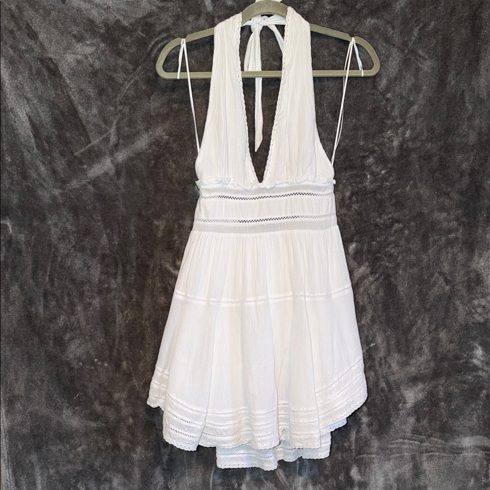 Chic White Backless Halter Dress